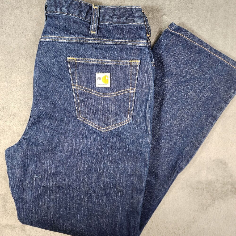 Carhartt FR Flame Resistant Jeans Mens 40x34 Blue Denim Work E7FR NFPA 2112 Cat2